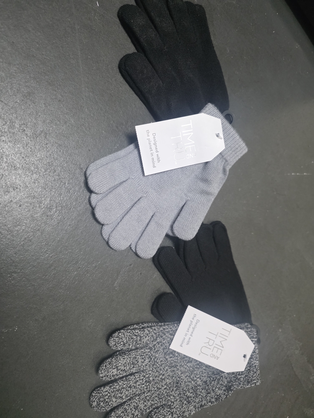 Men's Black and Gray Knit Gloves - Pack of 3